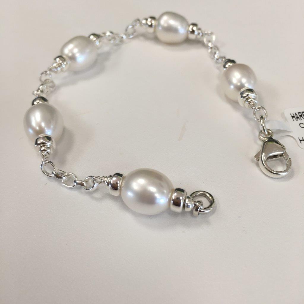 Belcher silver chain pearl bracelet