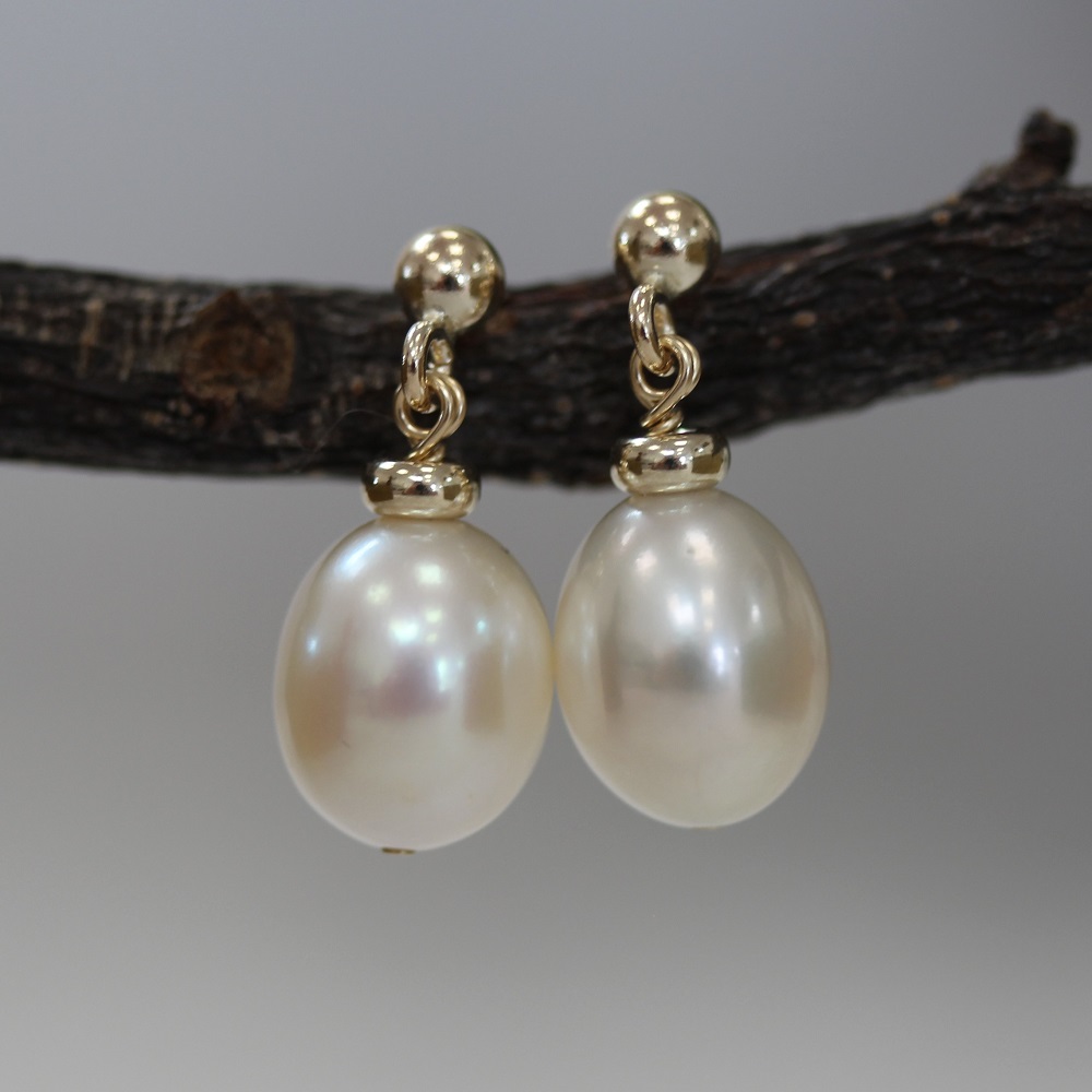 Rondell and Pearl Drop Earrings 