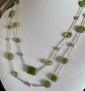 40-inch Green/Pink silver chain necklace